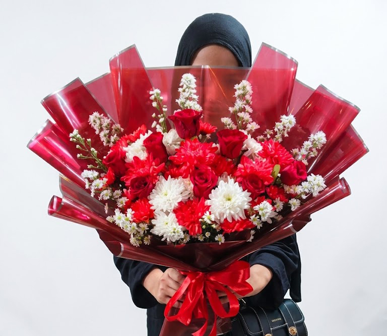 Round Bouquet Merah Putih
