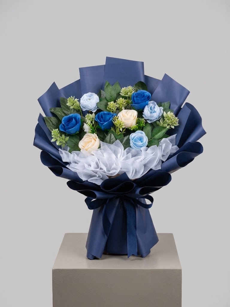 Buket Mawar Biru Elegan