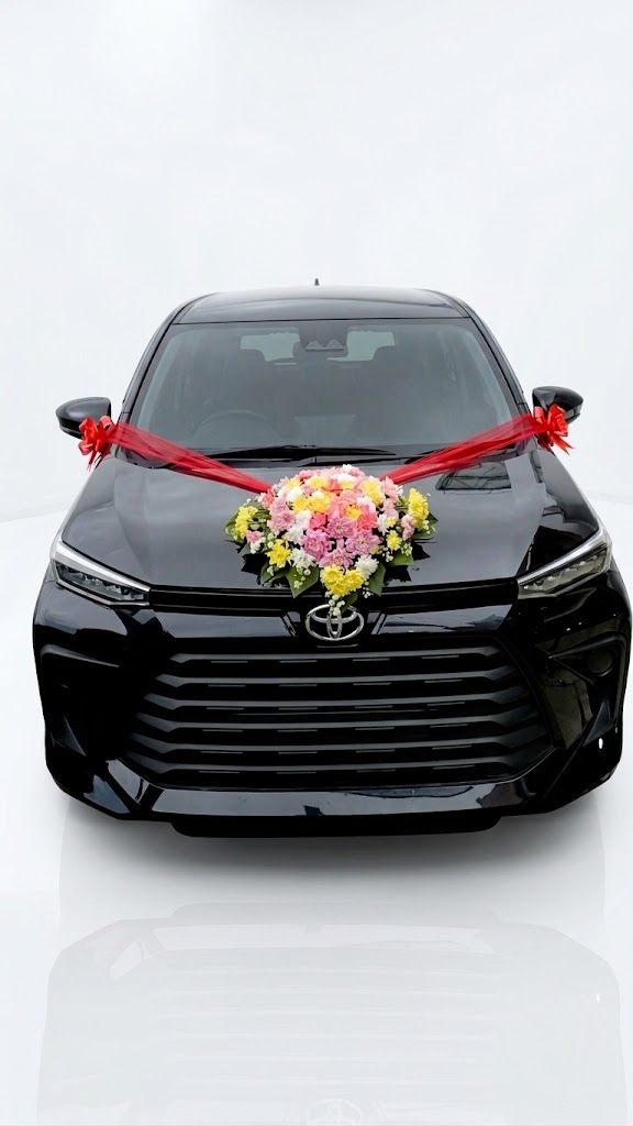 Dekorasi Mobil Pengantin Merah Eksklusif