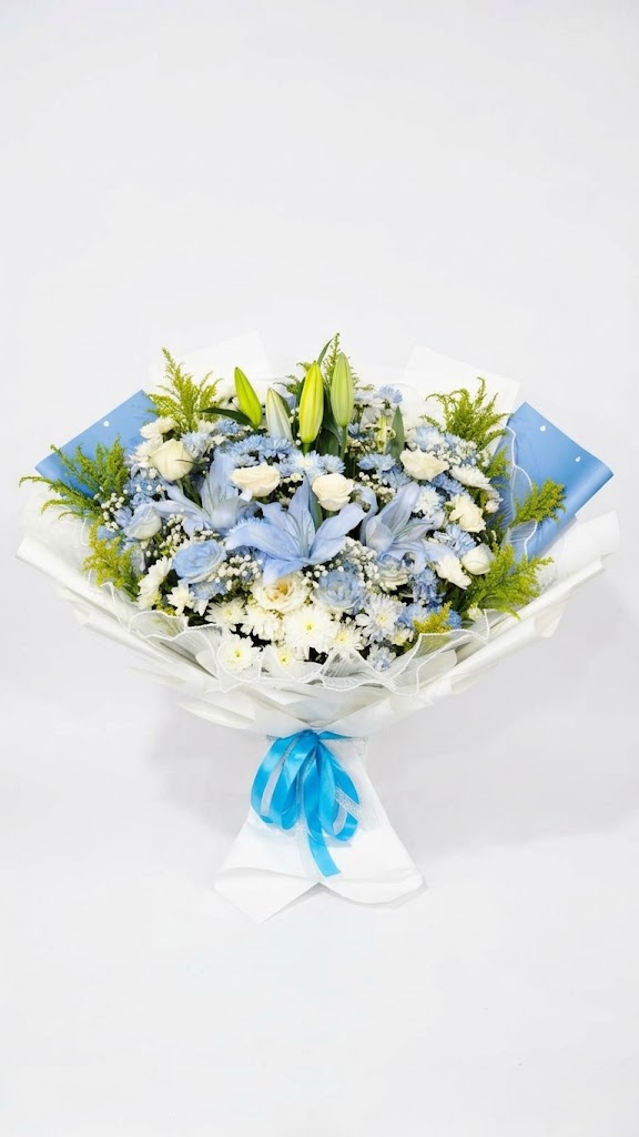 Round Bouquet Biru Serene