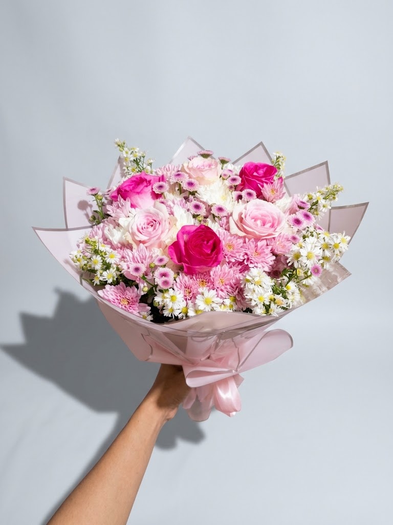 Buket Mawar Pink Pastel Eksklusif