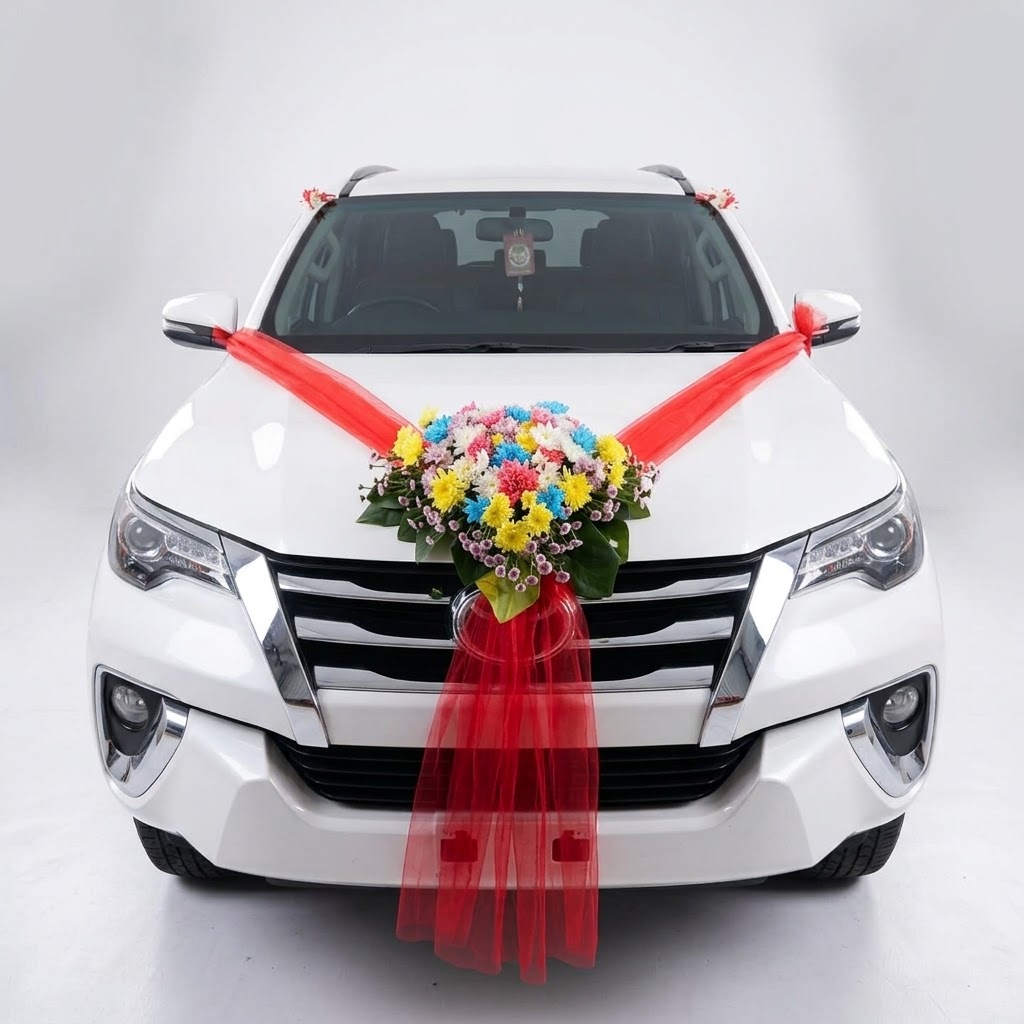 Dekorasi Mobil Pengantin Merah