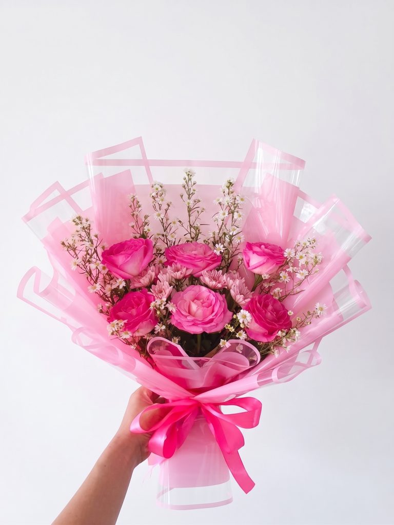 Buket Mawar Pink Romantis